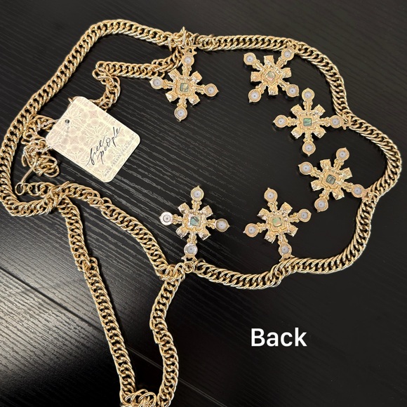 Free People Betrothed Renaissance Chain Belt Yellow/Gold Size 2-12 NWT - Picture 5 of 9
